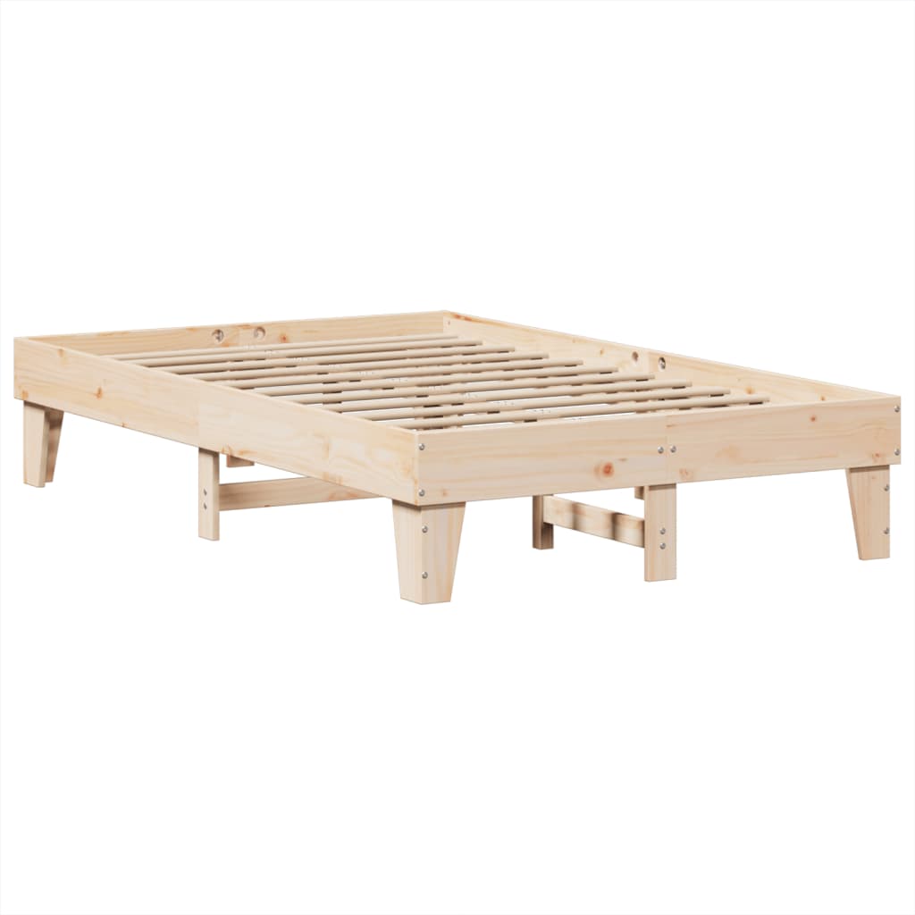 sengeramme uden madras 135x190 cm massivt fyrretræ hvid
