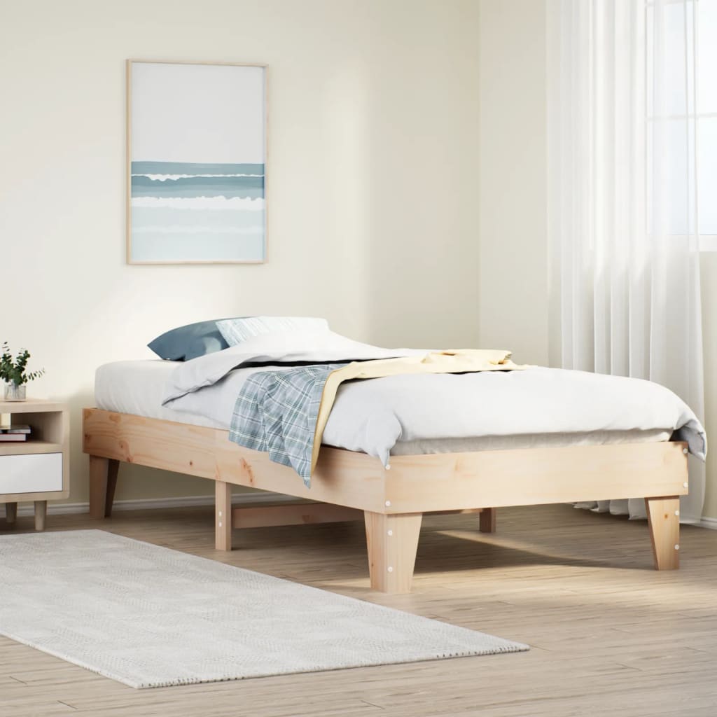 sengeramme uden madras 90x190 cm massivt fyrretræ