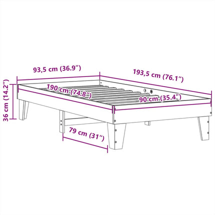 sengeramme uden madras 90x190 cm massivt fyrretræ hvid