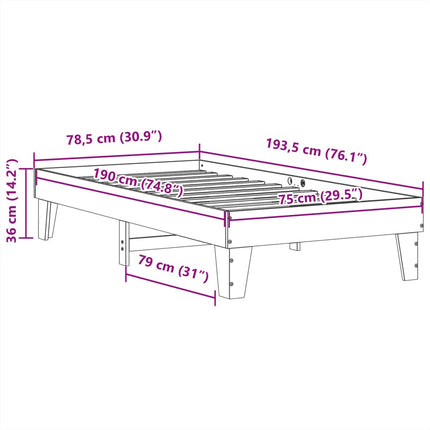 sengeramme uden madras 75x190 cm massivt fyrretræ hvid