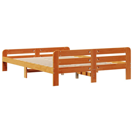 sengeramme uden madras 160x200 cm massivt fyrretræ gyldenbrun