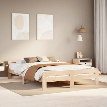 sengeramme uden madras 150x200 cm massivt fyrretræ