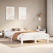 sengeramme uden madras 150x200 cm massivt fyrretræ hvid