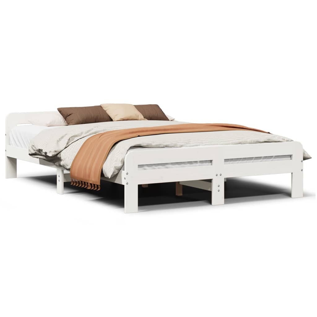 sengeramme uden madras 140x190 cm massivt fyrretræ hvid