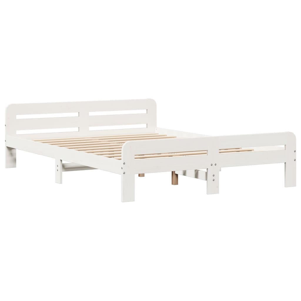 sengeramme uden madras 140x190 cm massivt fyrretræ hvid