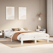 sengeramme uden madras 140x190 cm massivt fyrretræ hvid