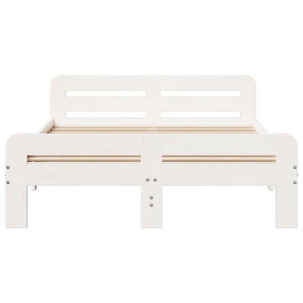 sengeramme uden madras 135x190 cm massivt fyrretræ hvid