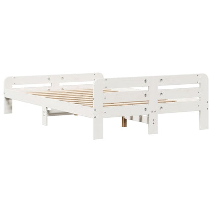 sengeramme uden madras 135x190 cm massivt fyrretræ hvid