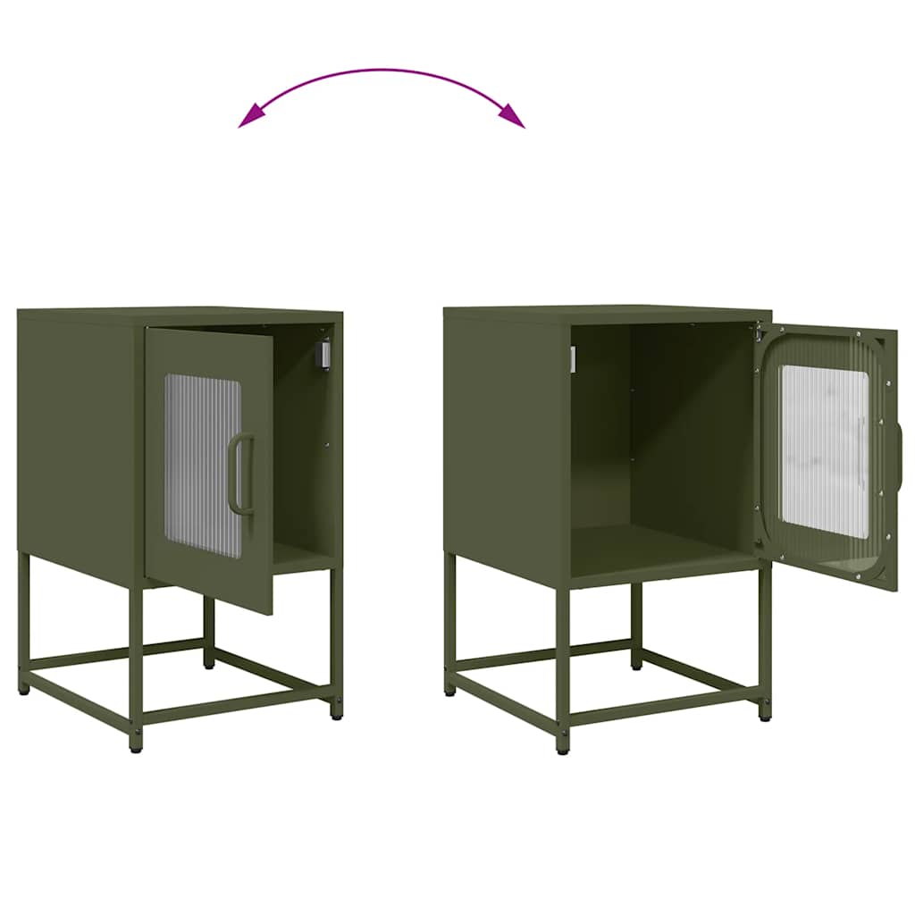 sengebord 36x39x60,5 cm koldvalset stål olivengrøn