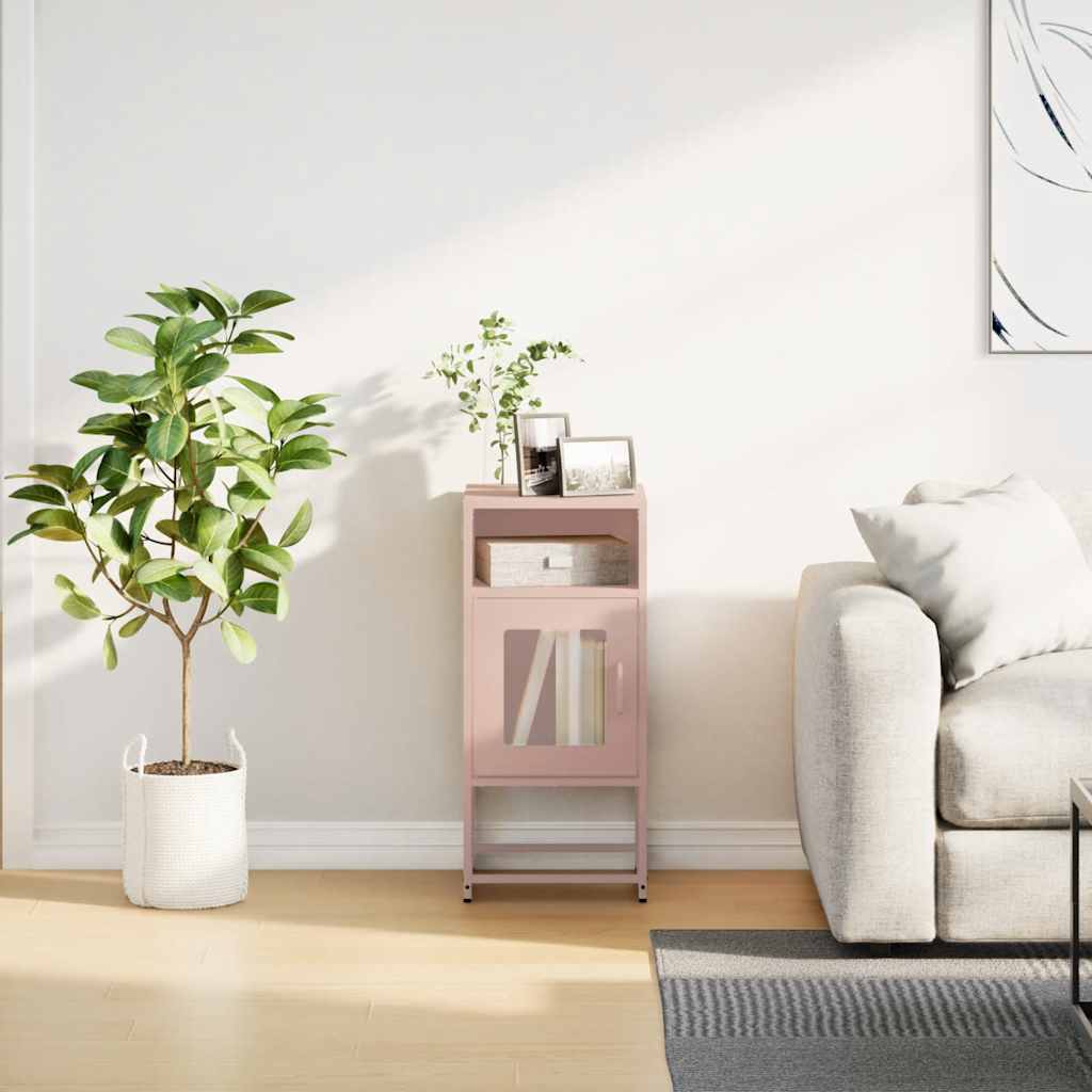 sengebord 36x39x78 cm koldvalset stål lyserød