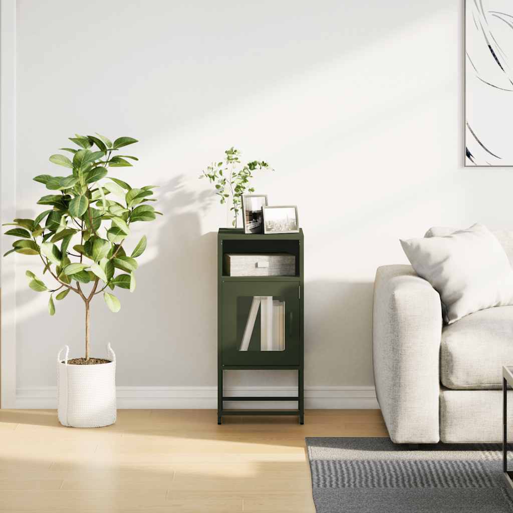 sengebord 36x39x78 cm koldvalset stål olivengrøn