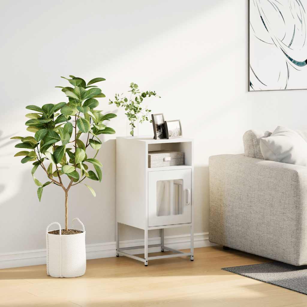 sengebord 36x39x78 cm koldvalset stål hvid