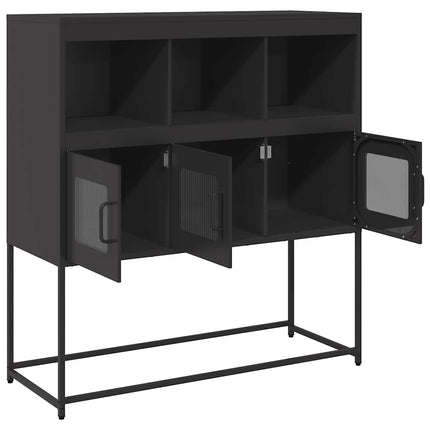 skænk 100,5x39x107 cm koldvalset stål sort