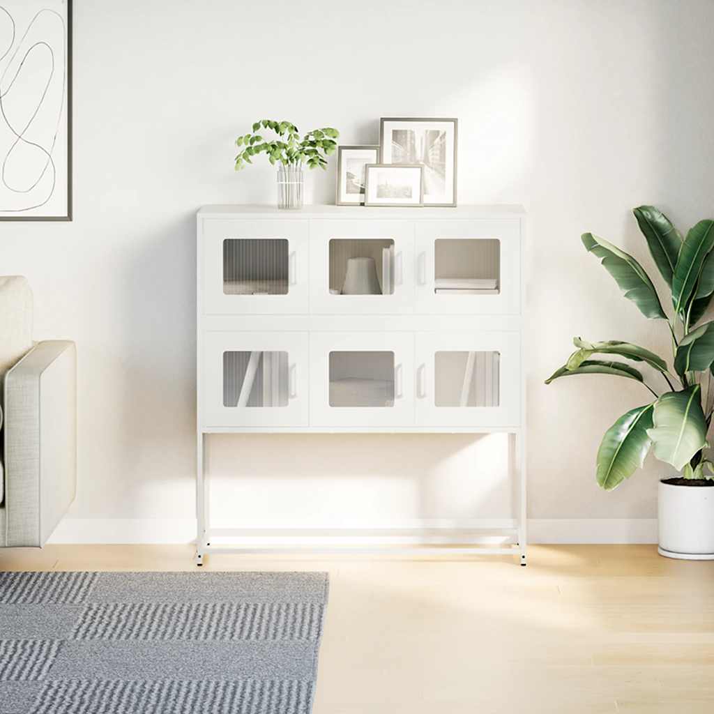 skænk 100,5x39x107 cm koldvalset stål hvid