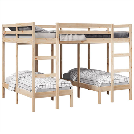 tredobbelt køjeseng 140x200/70x140 cm massivt fyrretræ