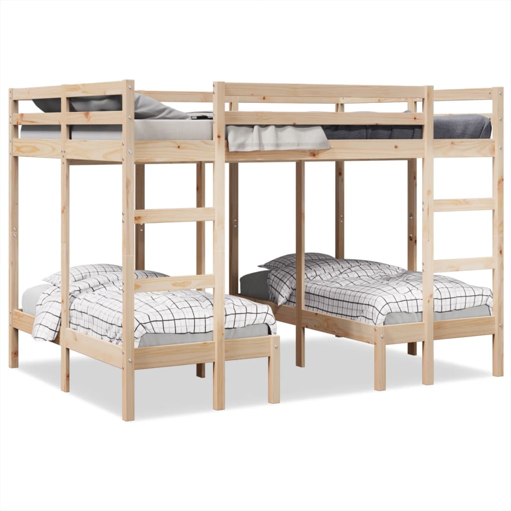 tredobbelt køjeseng 140x200/70x140 cm massivt fyrretræ