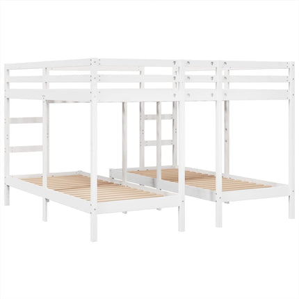tredobbelt køjeseng 200x200/80x200 cm massivt fyrretræ hvid