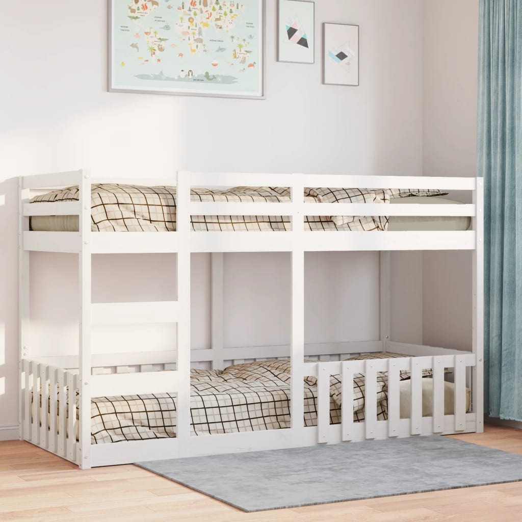 køjeseng 80x200 cm massivt fyrretræ hvid