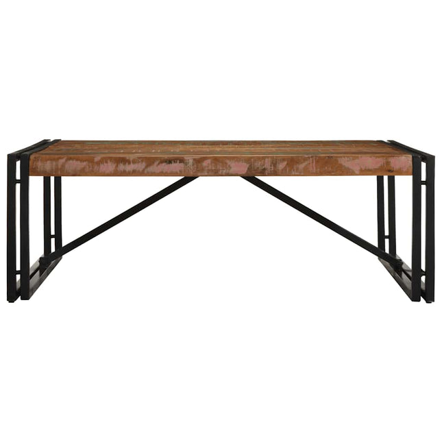 sofabord 100x100x35 cm massivt genbrugstræ flerfarvet