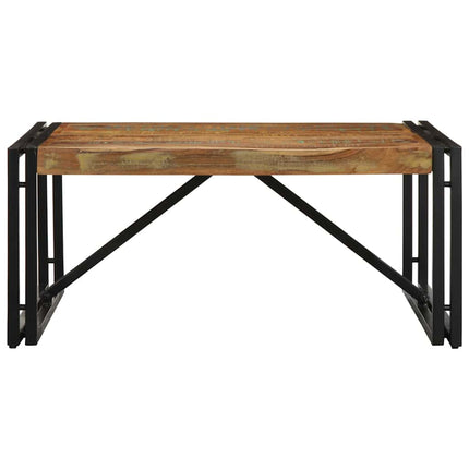 sofabord 80x80x35 cm massivt genbrugstræ flerfarvet