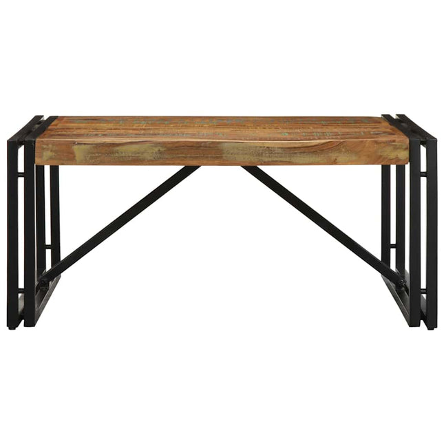 sofabord 80x80x35 cm massivt genbrugstræ flerfarvet