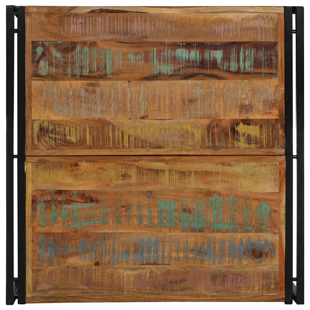 sofabord 80x80x35 cm massivt genbrugstræ flerfarvet