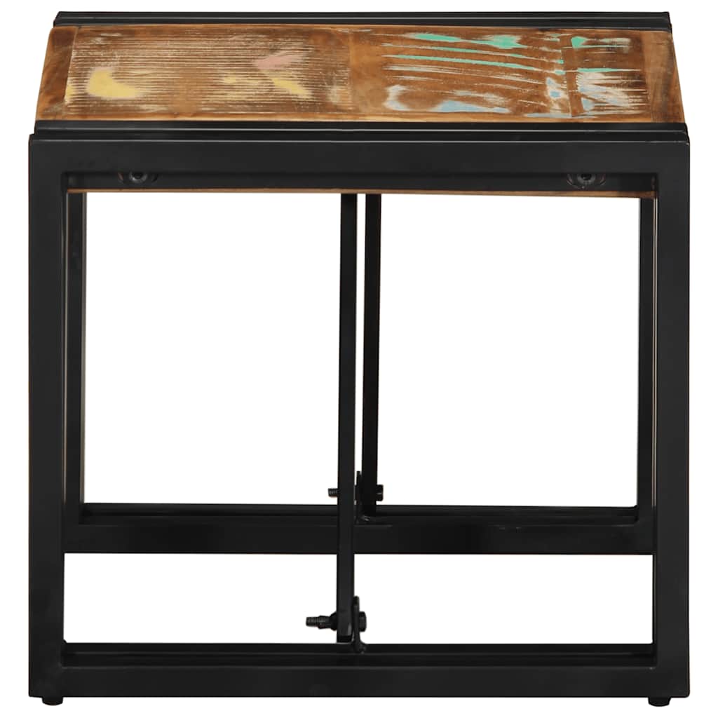 sofabord 40x40x35 cm massivt genbrugstræ flerfarvet