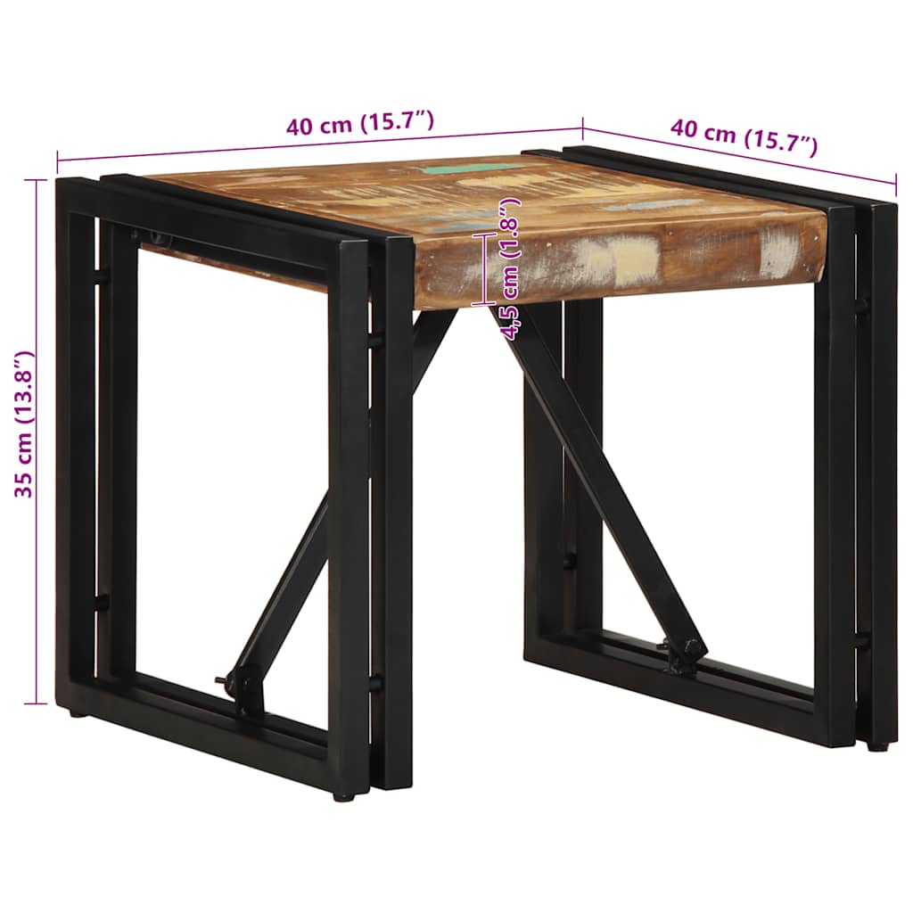 sofabord 40x40x35 cm massivt genbrugstræ flerfarvet