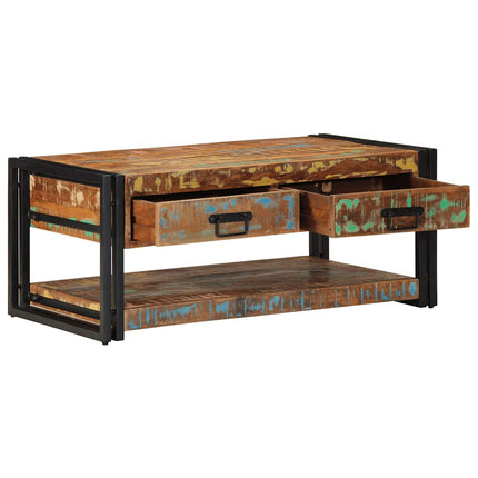 sofabord 90x50x38 cm massivt genbrugstræ flerfarvet
