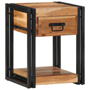Natskab med skuffe 2 pcs Brun 40 x 35 x 50 cm Massivt Akacietræ