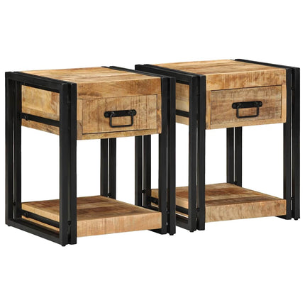 sengeskabe 2 stk 40x40x50 cm massivt ru mangotræ