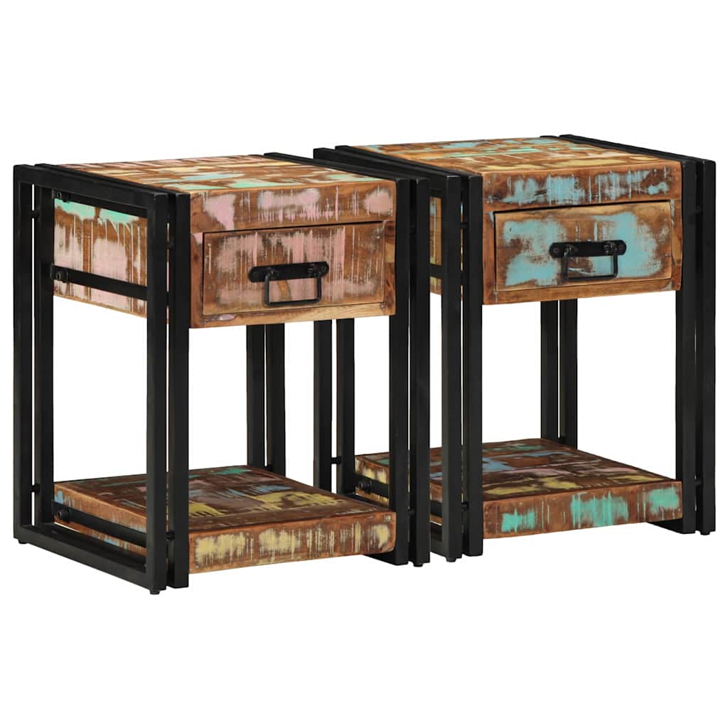 Natskab 2 pcs Flerfarvet 40 x 40 x 50 cm Solid genbrugs træ