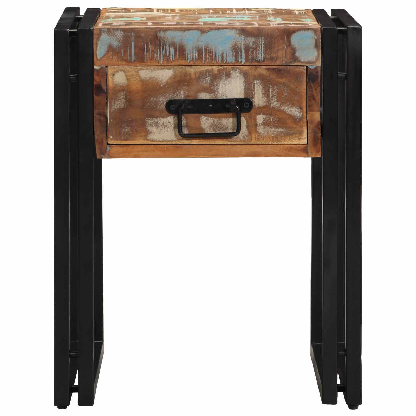 Endebord Mønstret og sort 40 x 40 x 50 cm Solid genbrugs træ