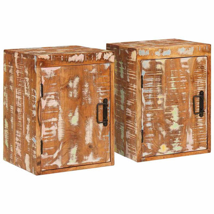 Sengebord 2 pcs Brun 35 x 33 x 48 cm Massivt genbrugstræ