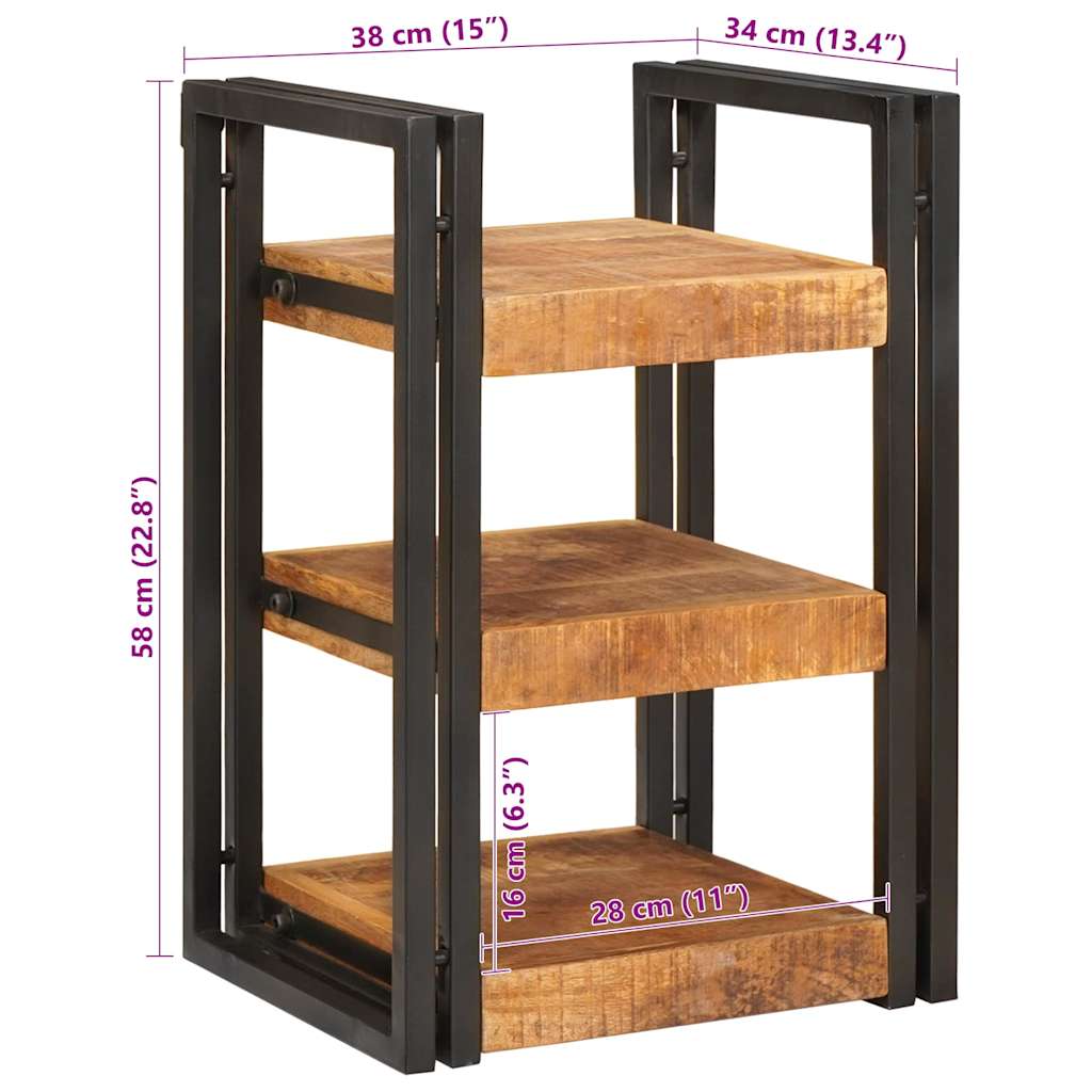 Sengebord Brun og sort 38 x 33 x 58 cm Massivt mangotræ