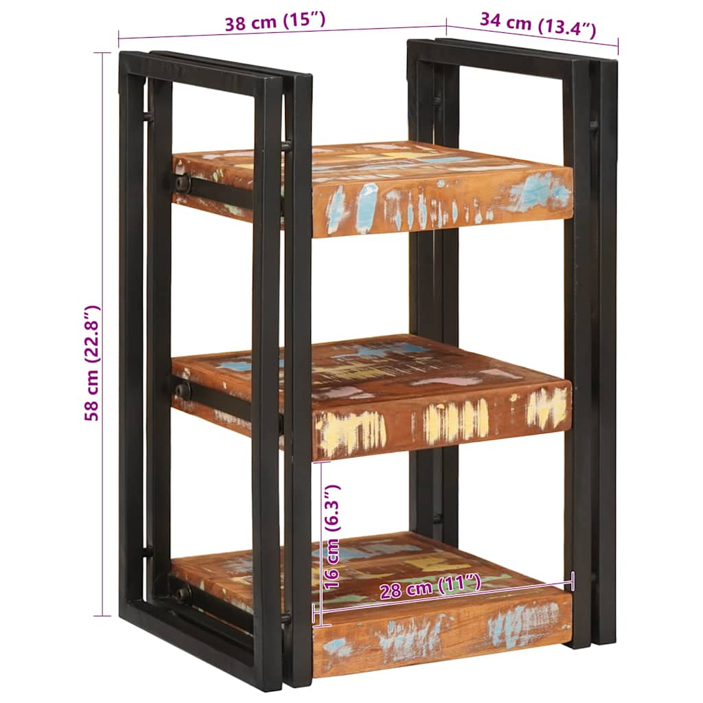 Sengebord Brun og sort 38 x 33 x 58 cm Solid Genbrugs Wood