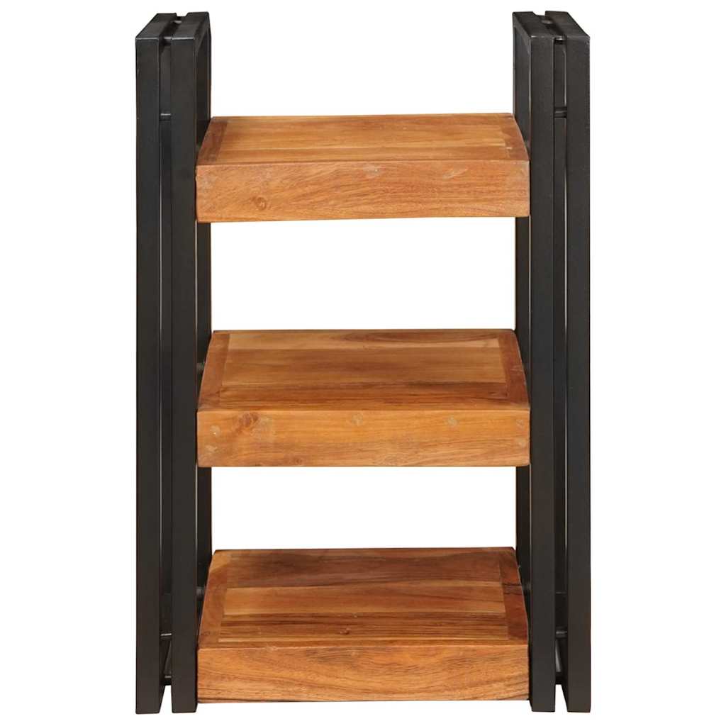 Sengebord 2 pcs Brun og sort 38 x 33 x 58 cm Massivt træ akacie