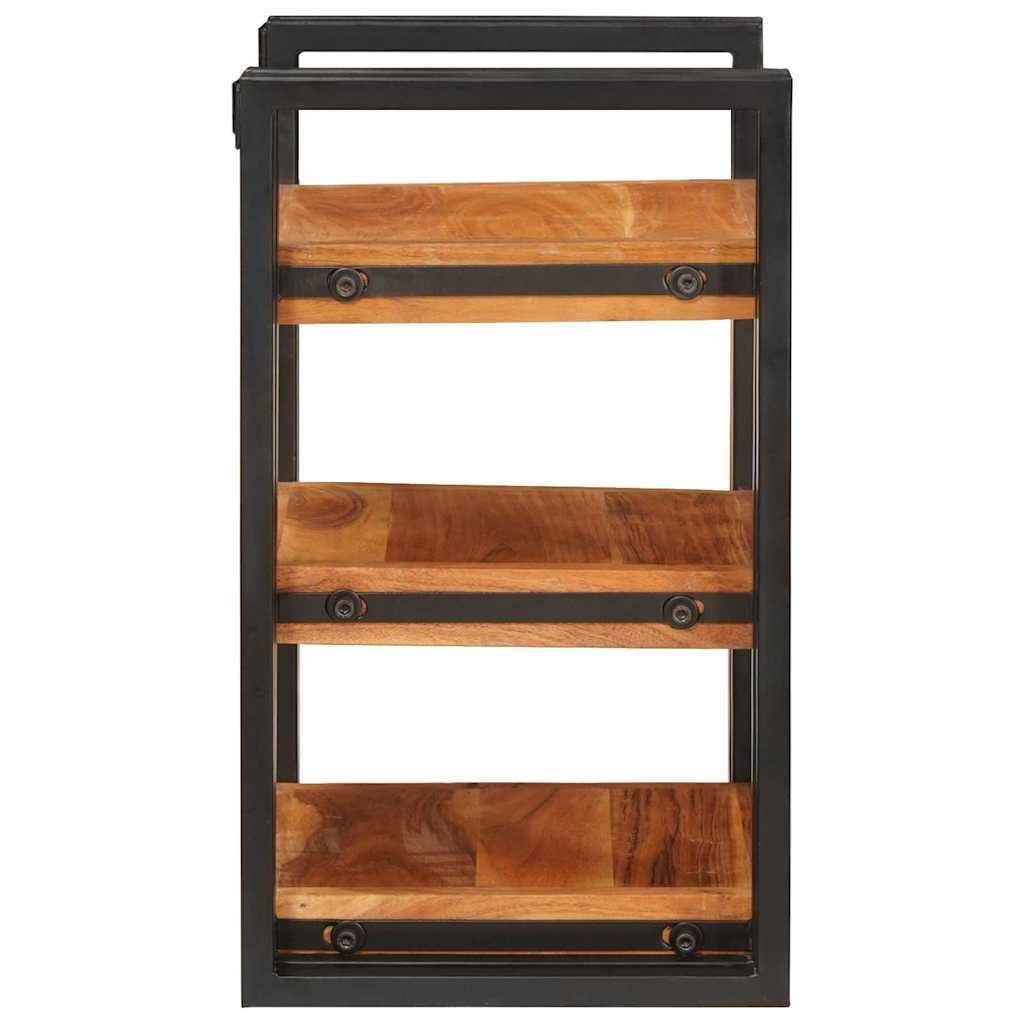Sengebord 2 pcs Brun og sort 38 x 33 x 58 cm Massivt træ akacie