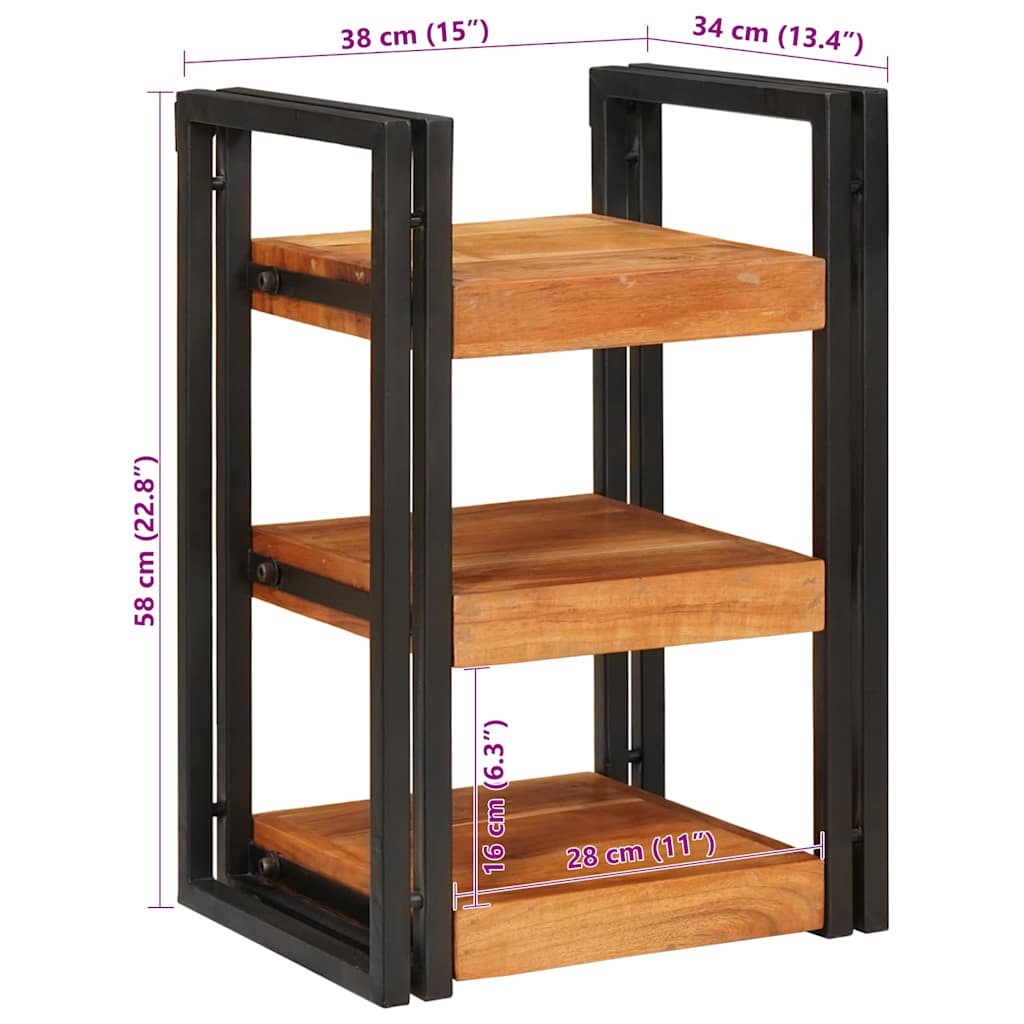 Sengebord 2 pcs Brun og sort 38 x 33 x 58 cm Massivt træ akacie