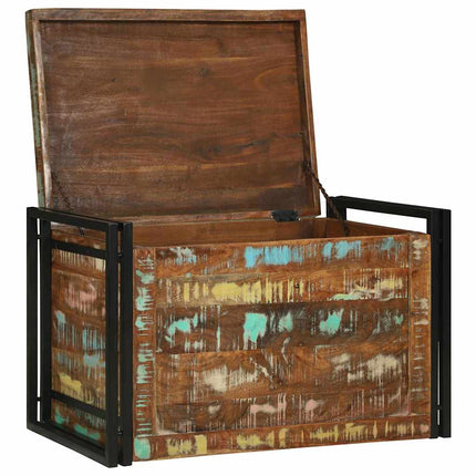 Opbevaringskasse Brun og sort 80 x 50 x 50 cm genbrugstræ