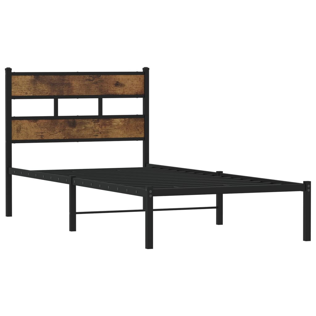 sengeramme uden madras 100x190 cm metal røget egetræsfarve