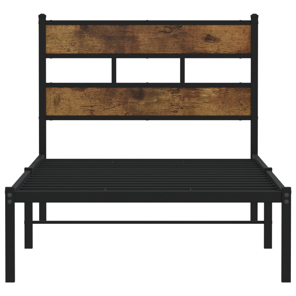 sengeramme uden madras 100x190 cm metal røget egetræsfarve