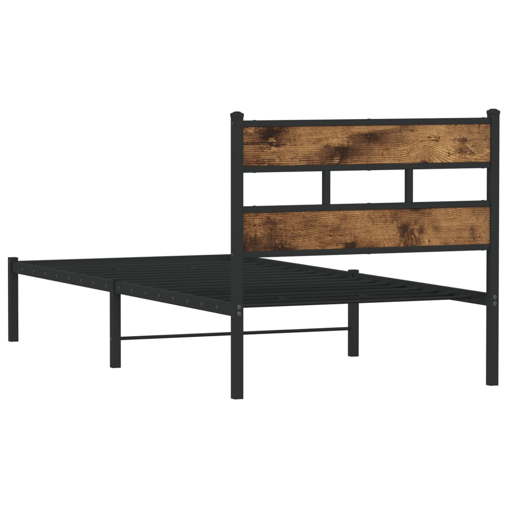 sengeramme uden madras 100x190 cm metal røget egetræsfarve