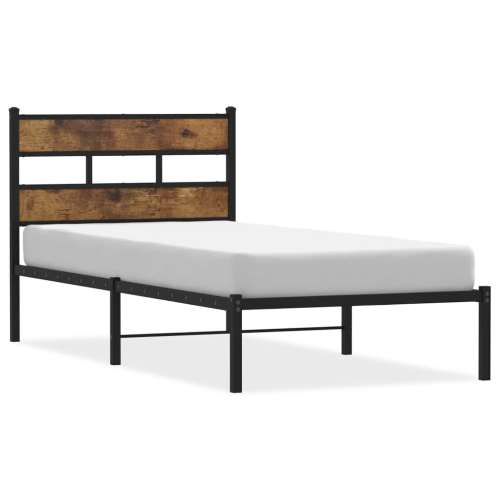 sengeramme uden madras 100x200 cm metal røget egetræsfarve