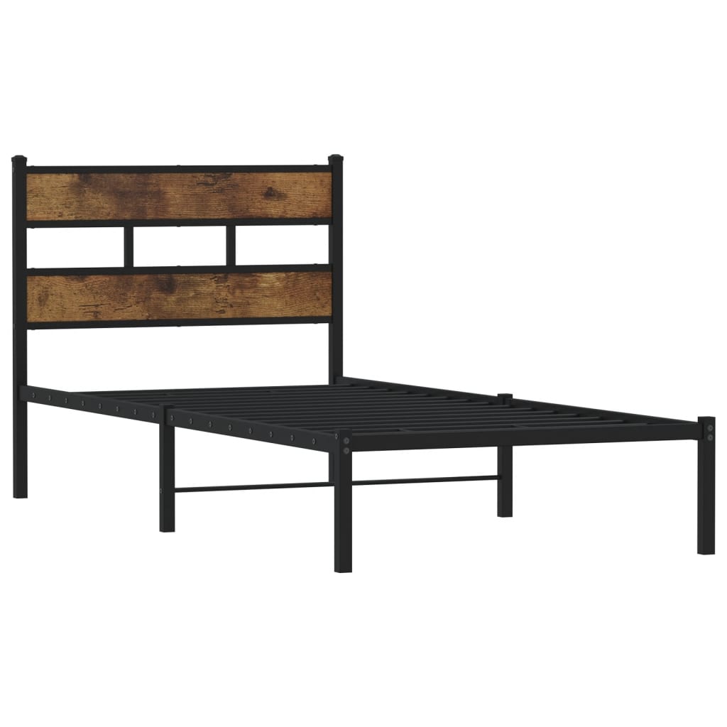 sengeramme uden madras 100x200 cm metal røget egetræsfarve