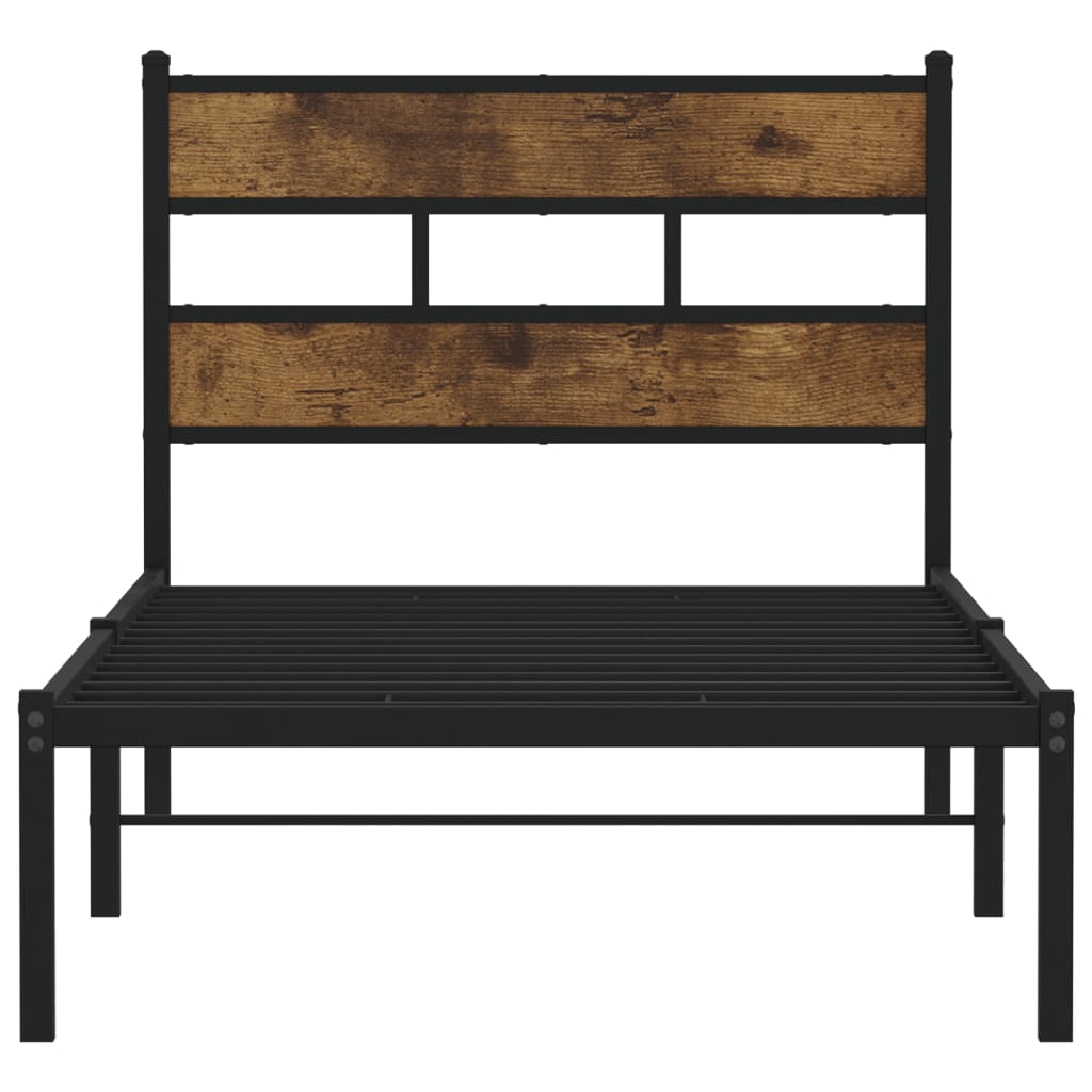 sengeramme uden madras 100x200 cm metal røget egetræsfarve