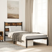 sengeramme uden madras 100x200 cm metal røget egetræsfarve