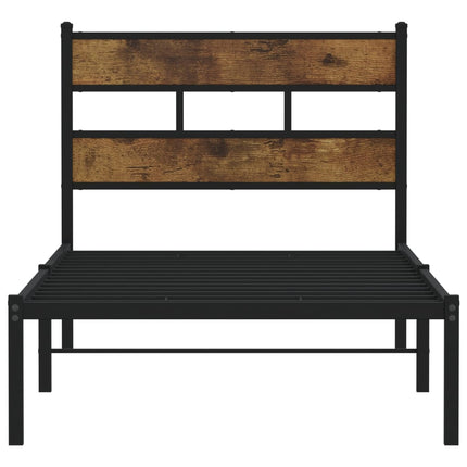 sengeramme uden madras 107x203 cm metal røget egetræsfarve