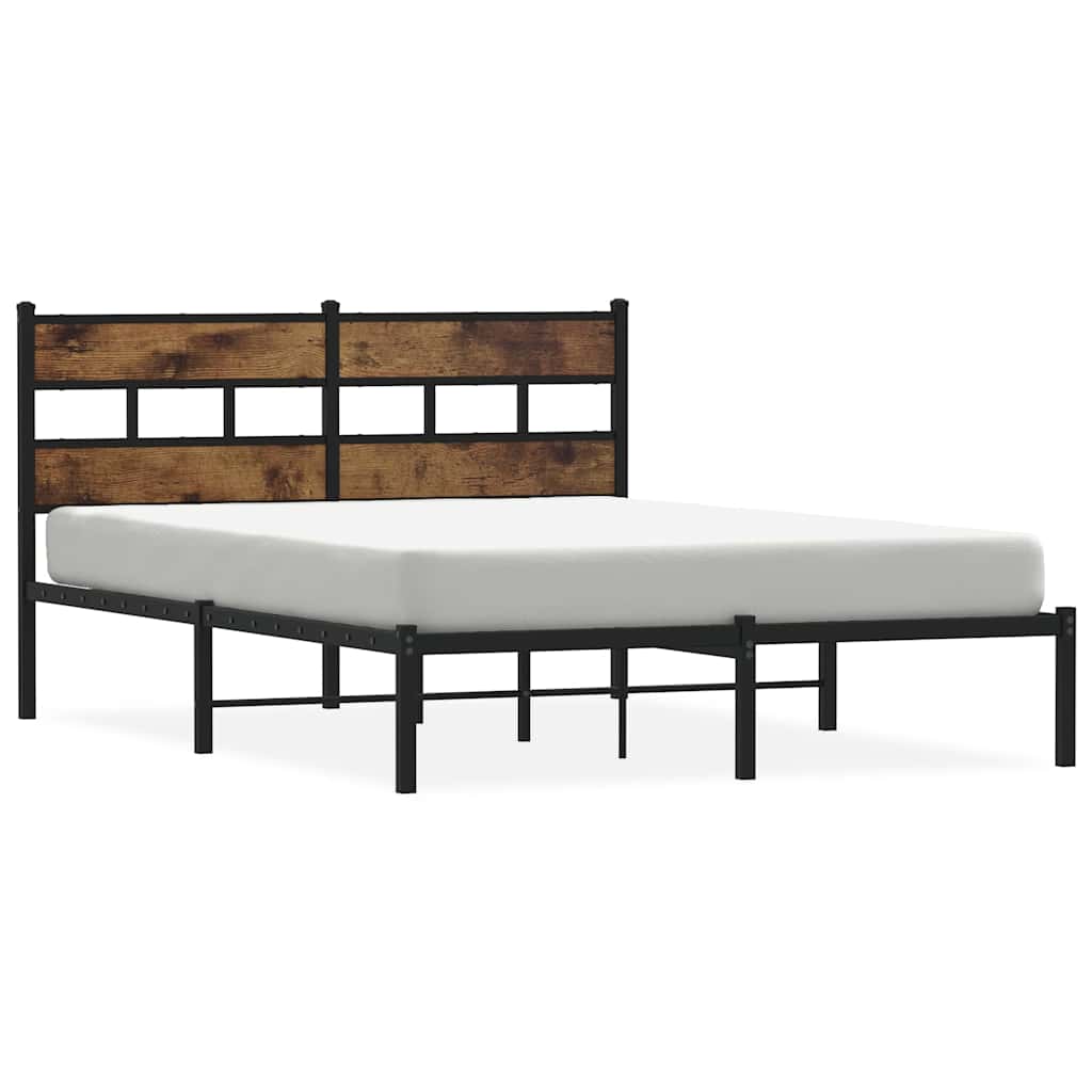sengeramme uden madras 135x190 cm metal røget egetræsfarve