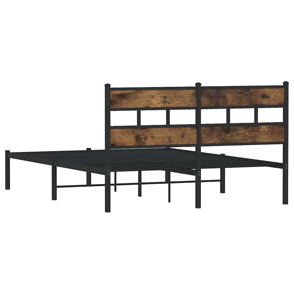 sengeramme uden madras 135x190 cm metal røget egetræsfarve